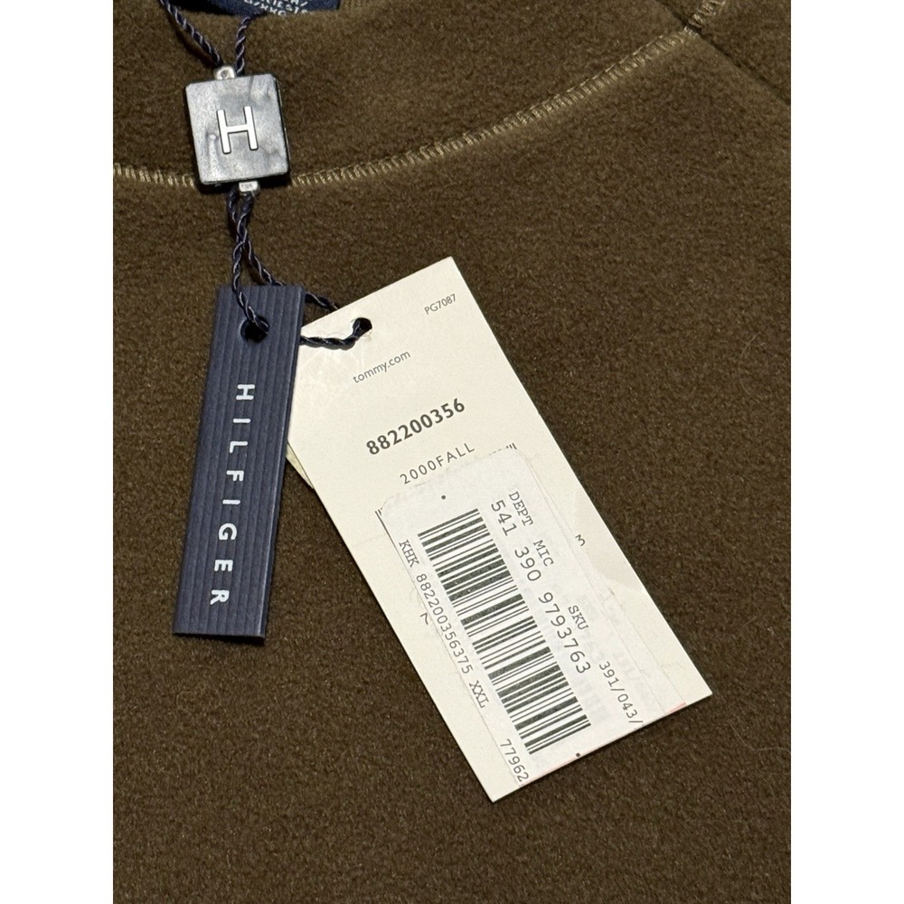 Vintage Tommy Hilfiger Fleece Pullover Pocket Army NWT PG7087 Fall 2000 XXL - Picture 5 of 8